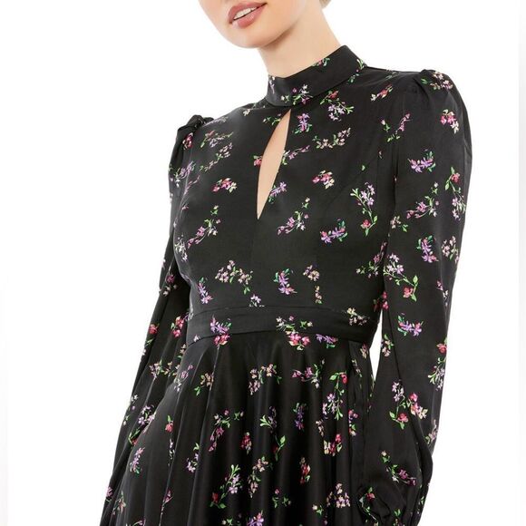 NWT Mac Duggal 55633 Keyhole Neck Bishop Sleeve Dress Size 8 $398 - Picture 4 of 7